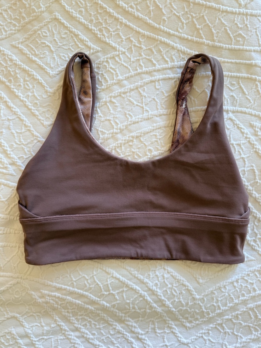 NWOT Lululemon Align Reversible Bra Diamond Misty Shell Dot Foil / Cacao Size 8
